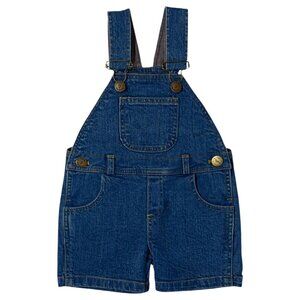 DOTTY DUNGAREES - OVERALL SHORT - STONEWASH STRETCH COTTON DENIM - NEW NO TAG